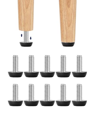 WAFJAMF Adjustable Furniture Levelers Screw in Threaded, Adjustable Levelers Feet Screw On Furniture Glide Leveling for Table, Chair, Furniture Legs (1/4-12PCS) - size: 1/4"-12PCS-No Inserts
