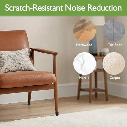 EASYEAH 5/8" (14.7mm) Silicone Chair Leg Floor Protectors, Rubber Chair Leg Caps, Non-Slip Furniture Pads Round Chair Feet Covers End Caps for Hardwood Floors, Patio & Table Foots, Black (20PCS) - size: Fit:0.59"-0.62"
