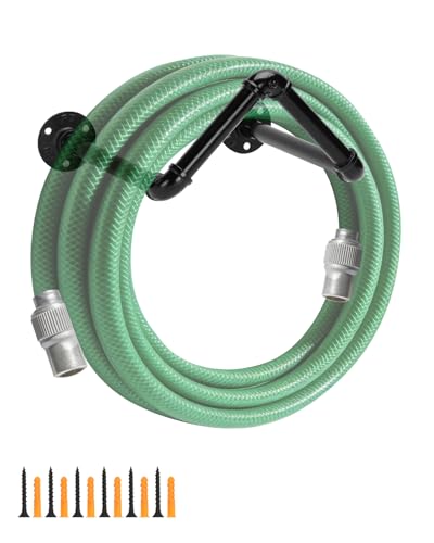 Garden Hose Holder Wall Mounted Heavy Duty Metal Hose Hanger Water Hose Holder Hose Reel Hose Hooks for Water Hose, Extension Cords, Vacuum Lines Storage Organizer for Garden,Garage,Yard
