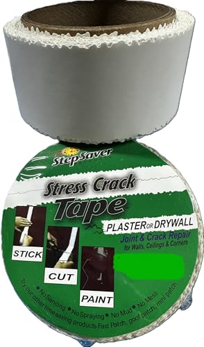 Stepsaver Products USA Made Stress Crack Tape (25' x 2") Smooth Roll (1) Easily Repair Cracks and Corners Simply Peel Stick Paint - size: 25' X 2" Smooth