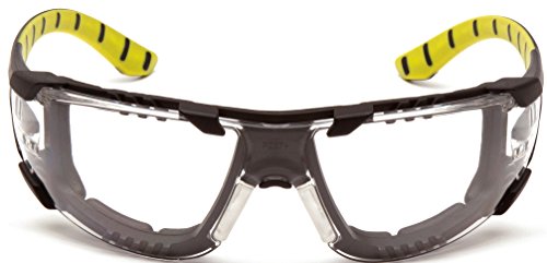 Pyramex Endeavor Plus Safety Glass Black/Gray Frame With Foam Padding Clear H2MAX Anti-fog Lens - color: Clear H2max Anti-fog Lens/ Black-green Frame, style: Foam Padded
