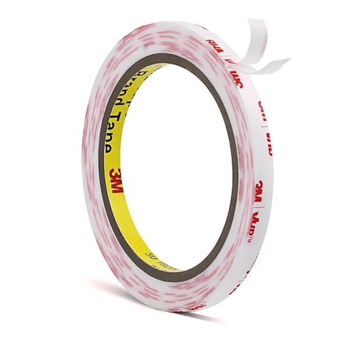 3M Double Sided Tape Thin 1/4''x15.4Ft 4930 Mounting Tape 0.025in Thick White Heavy Duty Adhesive Waterproof Foam Tape for Car Home Office Decor - color: White, size: 0.25''×15.4Ft