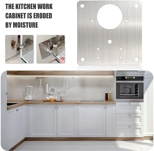 Cabinet Hinges Repair Plate,Stainless Steel Hinge Repair Brackets Kit,Kitchen Cupboard Door Hinge Repair Plate Kit Includes Fixing Screws,Protect Wooden Kitchen Cabinet Door,Furniture(4 PCS)… - size: 4 PCS