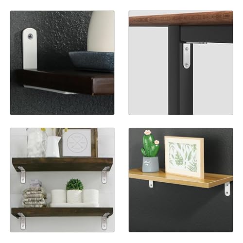 L Shaped Corner Brace - Shelf Brackets: Metal Stainless Steel Lightweight Angle Shelving Support 9 Pack 2 inch with Drywall Screws for Wood Fixing Build Project Fence Desk Bookshelf Cabinet