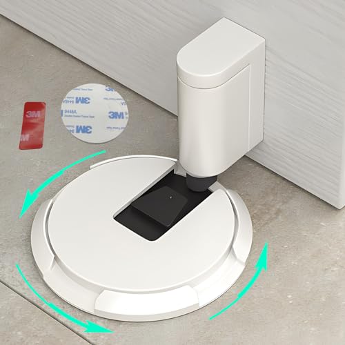 HOOFUS No Magnetic Mechanical Floor Door Stopper,Adjustable Door Holder, with Heightening pad for Door Gaps up to 1.2 Inch in Height,Nail Free or Screws (Ceramic White, 1 Pack) - color: Ceramic White, size: 1 Pack