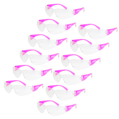 JORESTECH Safety Glasses, ANSI Z87+ Compliant, Impact-Resistant Polycarbonate Lenses, UV Protection, Anti-Scratch Coating, 12-Pack - color: Pink-clear