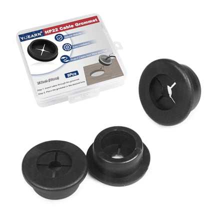 7/8 Inch Cable Grommet (22mm) – 9 Pcs Flexible Rubber Cable Hole Covers for Home Theater Cabinet, Power Strip Routing (Black) - size: 9pcs 7/8"(22mm)