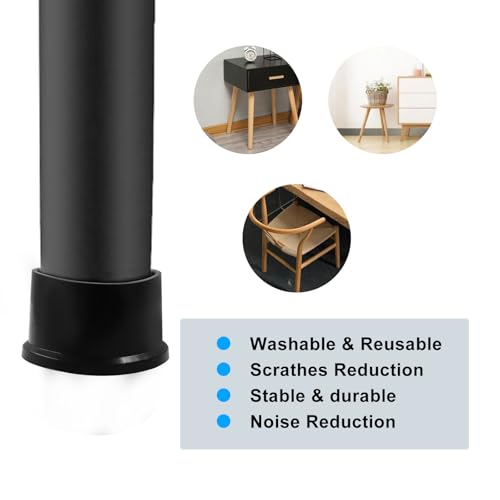 4Pcs Round Black Rubber Furniture Leg Caps, 2 Inch (50mm) Table Chair Leg Tips Caps, Floor Protectors - size: 2 Inch