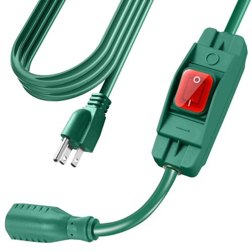 Extension Cord with Switch On/Off Waterproof Switch 35Ft No Plugging and Unplugging Invintage Stereo Devices Without Built-in Power Switch(35 FT/Green) - color: Green, size: 35 Ft