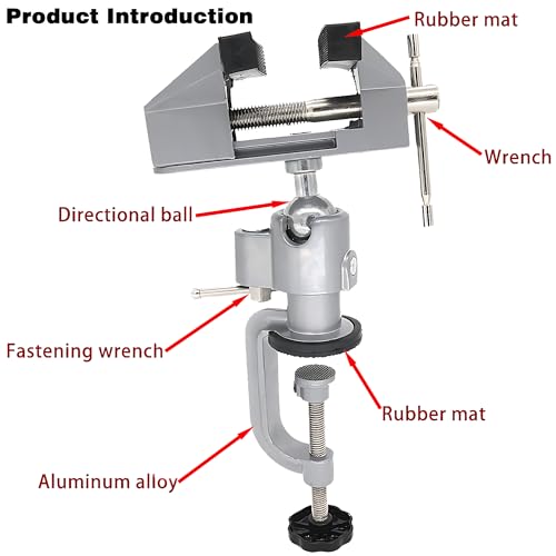 3 Inch Universal Swivel Table Vise,Rotates 360° Table Clamp,Adjustable Jaws for Jewelry Making,Model Building, Portable Workbench Vise