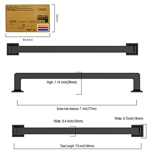 Amerdeco 10 Pack Matte Black Cabinet Pulls 7 Inch Hole Centers Kitchen Cabinet Handles Cabinet Hardware Kitchen Handles for Cabinets Cupboard Handles Drawer Pulls ZH0019 - color: Matte Black, size: 7"/177MM Hole Center