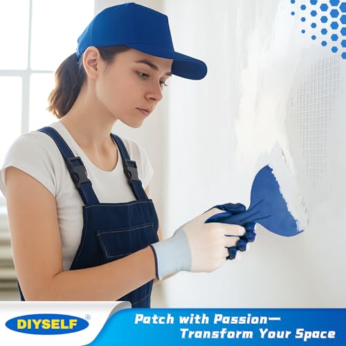 DIYSELF Drywall Patch, 21 PCS Drywall Repair Kit with 2×10", 2×8", 2×6", 8×4" Self-Adhesive Mesh Patches, Putty Scraper, Sanding Pads & Sponge, Dry Wall Patch Kit for Bathroom, Nail Holes, Outlets - size: 21 Pack