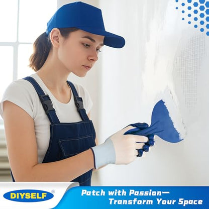 DIYSELF Drywall Patch, 21 PCS Drywall Repair Kit with 2×10", 2×8", 2×6", 8×4" Self-Adhesive Mesh Patches, Putty Scraper, Sanding Pads & Sponge, Dry Wall Patch Kit for Bathroom, Nail Holes, Outlets - size: 21 Pack