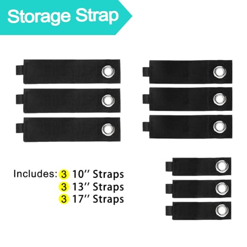 Heavy-Duty Storage Straps - 9 Pack Hook and Loop Hanging Extension Tool Cord Straps Organizer for Cable Management, Rope, Hoses, RV and Garage Organization - includ 10-inch/13-inch /17-inch