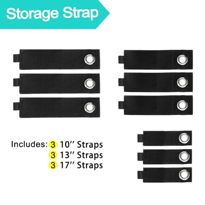 Heavy-Duty Storage Straps - 9 Pack Hook and Loop Hanging Extension Tool Cord Straps Organizer for Cable Management, Rope, Hoses, RV and Garage Organization - includ 10-inch/13-inch /17-inch