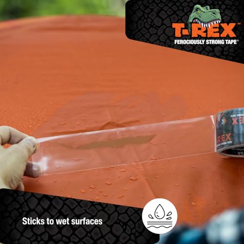 T-REX Ferociously Strong Repair Tape, Sticks to Wet Surfaces, All Weather and UV Resistant, 1.88" x 9 Yards, Clear, 1-Roll (241535)