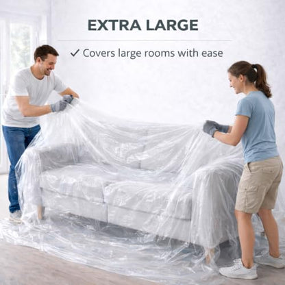 GREEN LIFESTYLE Plastic Drop Cloths for Painting 12 x 9 ft [6 Pack] – Waterproof Paint Drop Cloth, Plastic Sheets Floor Cover, Disposable Tarp for Furniture Protection, Remodeling and Moving - size: Plastic Drop 9x12