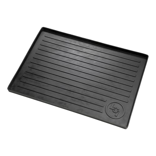 Lippert Solid Step All-Weather Entry Floor Tray, 28-1/4" W x 20" D, Heavy-Duty Recycled Rubber Mat for Door Entryway Indoor or Outdoor, for Shoes, Pet Dishes - 801380