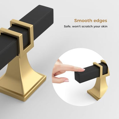 Haliwu 6 Pack 3-3/4 Inch Black and Gold Cabinet Pulls Matte Black Drawer Handles Square 2 Tone Hardware for Kitchen Cupboard - color: Black and Matte Gold, size: 96mm(3-3/4 inch)