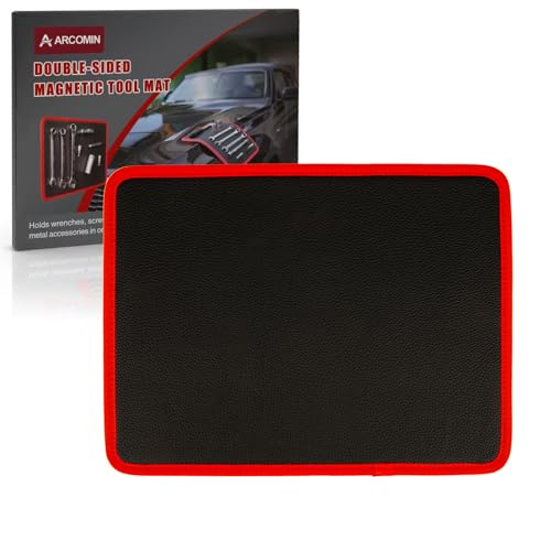 ‌Arcomin Magnetic Tool Mat & Holder | 12.8"x9.8" Flexible Magnetic Tray for Garage Workshop, Scratchproof PVC Surface with Non-Slip Grip | Auto Repair, Toolbox Organizer for Mechanics & DIY