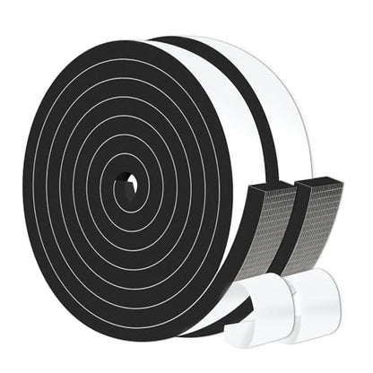 Weather Stripping,Soundproof,Cold Insulation,High Density CR Foam Insulation Tape for Door, Front Door Frame, Windows,Sliding Door (Black,1 in x 1/2 in x 26Ft) - size: 1 In x 1/2 In x 26Ft