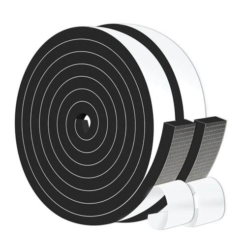 Weather Stripping,Soundproof,Cold Insulation,High Density CR Foam Insulation Tape for Door, Front Door Frame, Windows,Sliding Door (Black,1 in x 1/2 in x 26Ft) - size: 1 In x 1/2 In x 26Ft