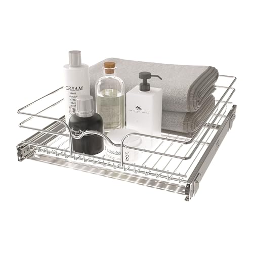 Rev-A-Shelf Kitchen Cabinet Pullout Shelf and Drawer Organizer Slide Out Pantry Storage Basket in Multiple Sizes, 18 x 20 In, 5WB1-1820CR-1 - size: 18" W X 20"d, style: Single Tier