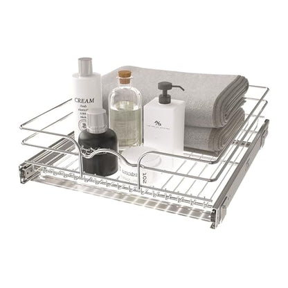 Rev-A-Shelf Kitchen Cabinet Pullout Shelf and Drawer Organizer Slide Out Pantry Storage Basket in Multiple Sizes, 18 x 20 In, 5WB1-1820CR-1 - size: 18" W X 20"d, style: Single Tier