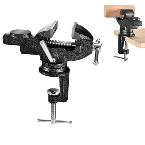 Bench Vise 2.5 inch Table Clamp On Vise,360° Swivel Base Heavy Duty Home Vice Bench Vise For Workbench Clamp Vise for Woodworking,Metalworking, Cutting Conduit, Drilling, Sawing - size: 2 1/2 inch