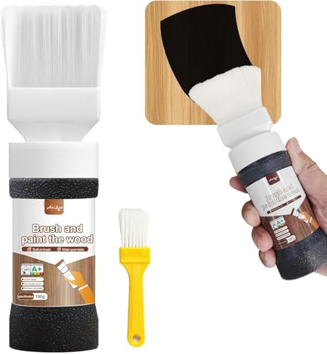 6.35 fl oz Wood Touch-Up Paint for Doors, Cabinets, Furniture & Metal Surfaces | Multi-Surface Scratch Repair | Quick-Drying Formula | Easy Application (Black) - color: Black