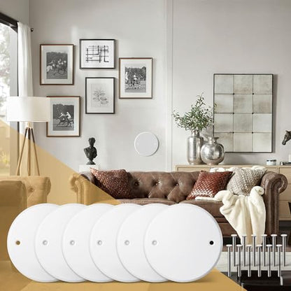 Ceiling Cover Plate,5 Inch Round Electrical Box Cover Plate for 4 Inch Electric Box,Metal Round Wall Plate for Smoke Detector,Hole Spacing 3.5 Inch - 6 Pcs(White) - color: White - 6 Pcs