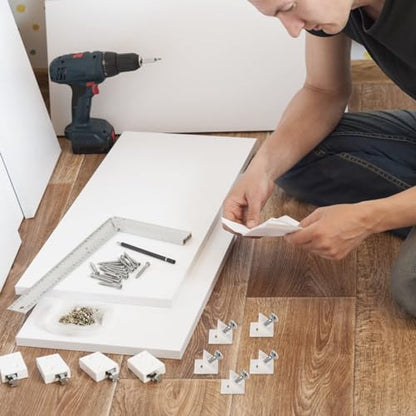 120 Pcs Drawer Bottom Support Brackets,Drawer Wedges with Screws, Fixing Mending Wedges, Angle Code Bracket Fasteners, Plastic Drawer Reinforcement Repair Kit for Furniture Sagging Drawer
