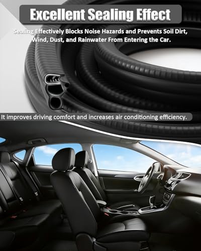 5FT Car Door Seal Strip with Upgraded 3-Bulb Side Design, Universal EPDM Rubber Weather Stripping for Truck, RV, Boat & Home Cabinets, Automotive Edge Trim Gasket for Noise Reduction & Waterproof - size: 5 Feet