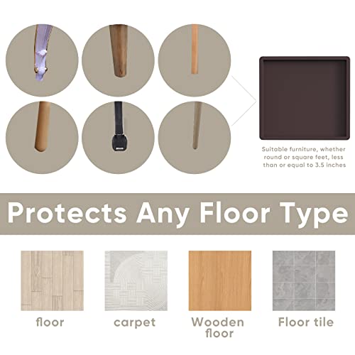Furniture Coasters Cups 4Pcs 3.5 inch Rubber Non-Slip Bed Leg Pads,Anti Slip Furniture Pad Protector for for Hardwood Floors Brown - size: 3.5" 4pcsbrown