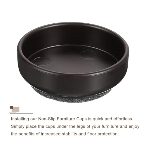 uxcell Non-Slip Furniture Pads, 4Pcs 60mm - Felt Furniture Foot Cups, Round Furniture Leg Protectors Cups Sliders for Hardwood Floors (Brown) - color: Brown
