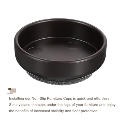 uxcell Non-Slip Furniture Pads, 4Pcs 60mm - Felt Furniture Foot Cups, Round Furniture Leg Protectors Cups Sliders for Hardwood Floors (Brown) - color: Brown