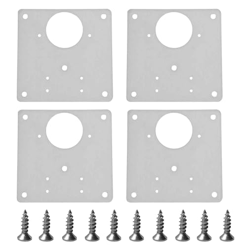 4Pcs 3.54 x 3.54 Inch Cabinet Hinge Repair Plate, Stainless Steel Hinge Repair Brackets with Fixing Screws for Kitchen Cabinets, Cupboard Doors, Furniture(5 Holes) - size: 4Pcs 5 holes