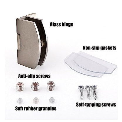 Glass Door Hinge, 90-Degree Small pet Door Hinge, Adjustable clamp (Suitable for Thickness of 5-8 mm) - color: argent (5 pairs (= 10 pieces))