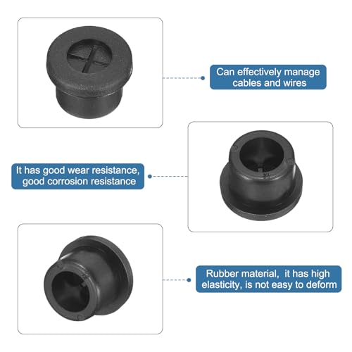 uxcell 6 Pcs Cable Cord Grommet, 1/2 Inch (12mm) Desk Grommet Flexible Rubber Grommets Wire Hole Cover Pass Through for Office Computer Desk Wire Organizer, Black - size: 1/2 Inch (12mm)