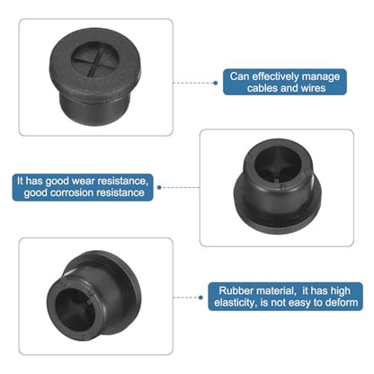 uxcell 6 Pcs Cable Cord Grommet, 1/2 Inch (12mm) Desk Grommet Flexible Rubber Grommets Wire Hole Cover Pass Through for Office Computer Desk Wire Organizer, Black - size: 1/2 Inch (12mm)