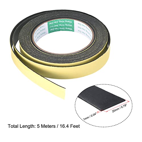 uxcell Sealing Foam Tape 20mm Wide 1mm Thick 5m/16.4ft Long, Self Adhesive Weather Strip for Window Door Insulation - size: 20mmx1mmx5m