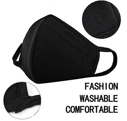 CMTK Unisex Anti Dust Face Mouth Mask Black Cloth Cotton Face Mask Washable Reusable - Protection from Dust Pollen Pet Dander