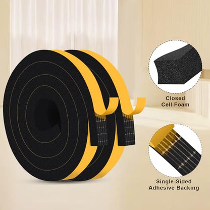 Closed Cell Window Insulation Weather Stripping, Insulation Tape for Door, Soundproof Door Weather Stripping, Adhesive Foam Gasket Tape, Anti-Bug, Weatherproof (1 in x 1 in x 13Ft) - size: 1 In x 1 In x 13Ft