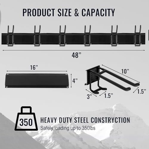 Aking Ace Wall Mount Tool Storage Rack, Garage Organization, Heavy Duty Garage Storage Tool Organizer, Garden Tool Wall Hooks and Hangers, Hold Up to 350lbs Black 2Pack - size: 96inch