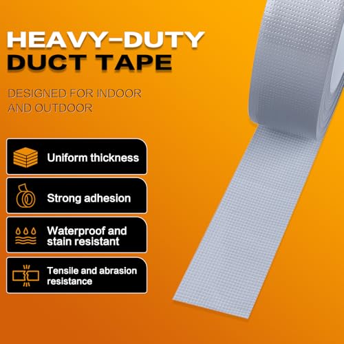 Silver Duct Tape 1 Inch x 33 Yards, Heavy Duty Waterproof Repair Tape, Straight Hand-Tear Cloth Tape for DIY Craft, Camping Gear, Home Maintenance & Packing - color: Silver