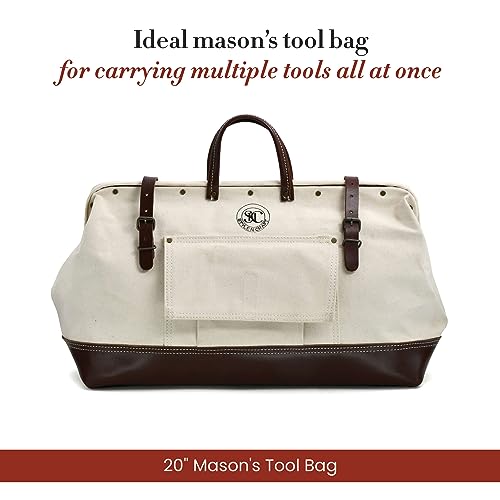 Style n Craft Mason's Tool Bag, Canvas Tool Storage Bag with Full-Grain Leather Bottom - style: 20" Mason's Bag - Canvas & Full Grain Leather