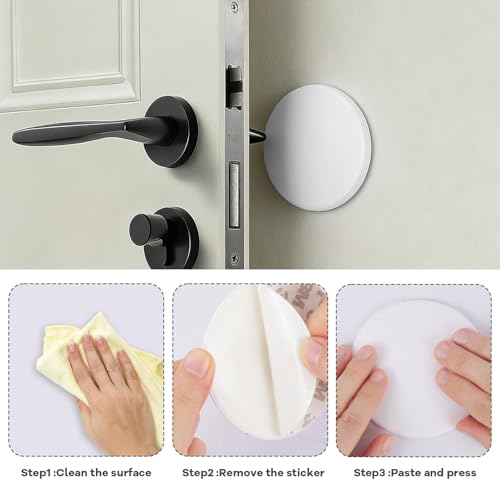12 Pack 8cm White Door Stoppers for Wall, Self-Adhesive Shock Absorbent Bumpers, Wall Protector Pads for Door Knobs, Prevents Scratches and Damage, Noise Reduction
