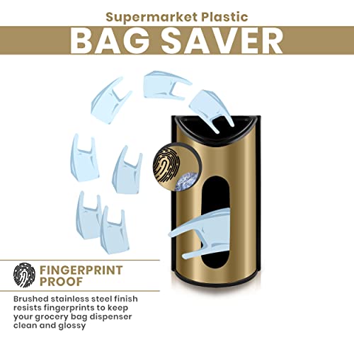 Utopia Kitchen Grocery Plastic Bag Holder and Dispenser for Plastic Bags - Easy Wall Mount Bag Saver - Stainless Steel (Gold, Medium (Pack of 1)) - color: Gold, size: Medium (Pack of 1)