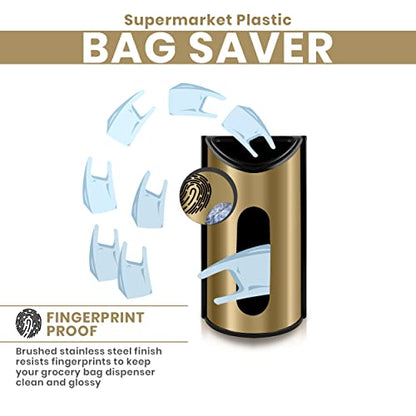 Utopia Kitchen Grocery Plastic Bag Holder and Dispenser for Plastic Bags - Easy Wall Mount Bag Saver - Stainless Steel (Gold, Medium (Pack of 1)) - color: Gold, size: Medium (Pack of 1)