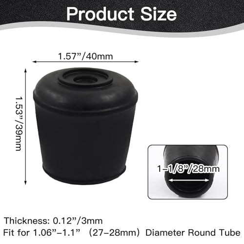 8pcs 1-1/8 Inch Round Chair Leg Tips Caps, Non-Slip Rubber Chair Leg Floor Protectors, Black Furniture Leg Caps Fit for 1.06"-1.1" (27-28mm) Diameter Round Feet - size: 1-1/8 Inch-Black